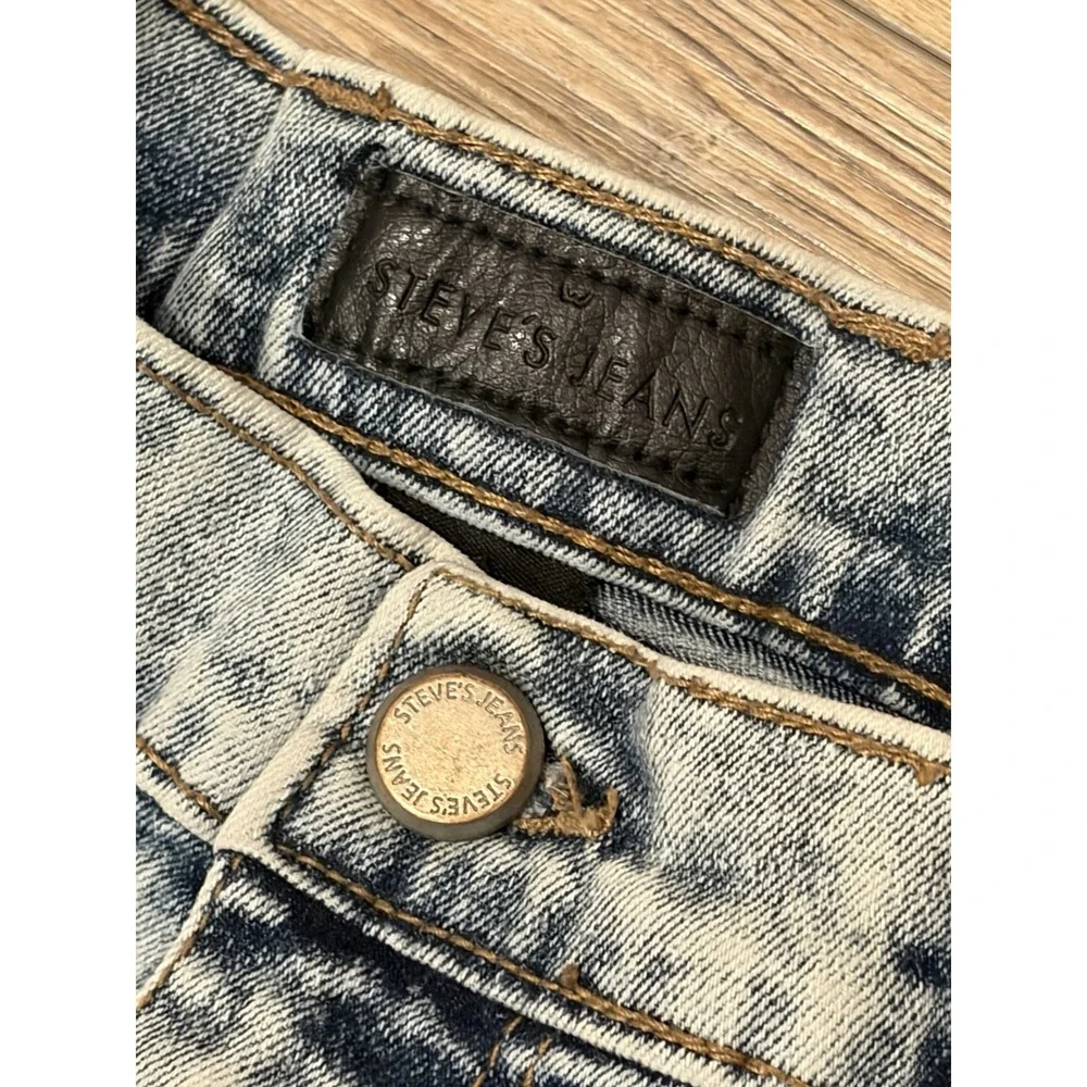 Steve's Jeans Men Size 34x32 Acid Wash Street Wear Moto Biker Striaght Mid Rise